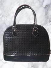 Arcadia Italy Black Patent Leather Satchel Em...