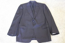 Canali for Bloomingdales Blazer Mens 42R Two Button Wool Black with Pinstripe