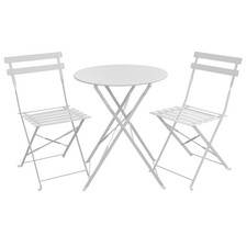 SVITA BERLIN Bistro-Set Balkonmöbel Stuhl Tisch Gartenmöbel Metall Weiß