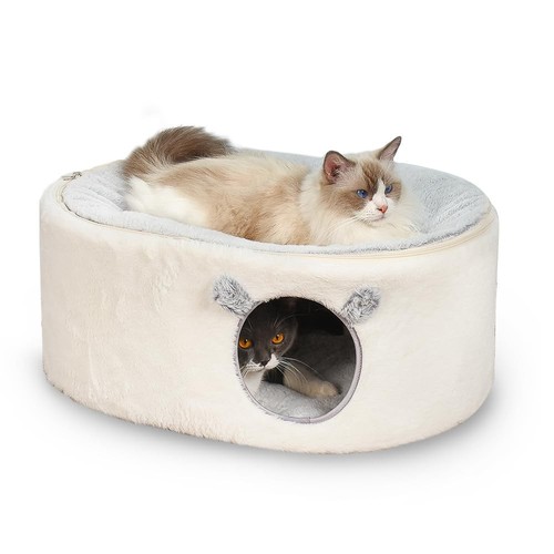 Cat Bed for Indoor Cats, Fluffy Cat Cave Large Enclosed Cat House Pet Bed Ham...