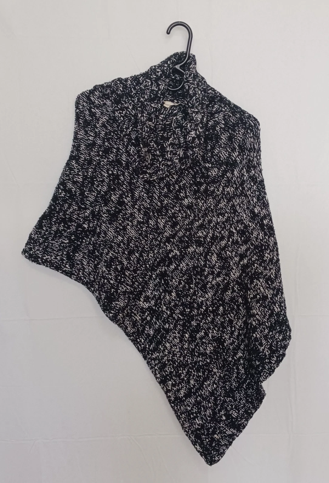 EILEEN FISHER Women's Poncho Black chunky knit Asymmetrical Organic Cotton - OS