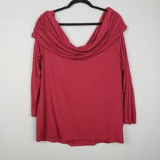Maurices 1X Cowl Drape Neck Blouse Top Maroon Red Holiday Party Romantic NWT