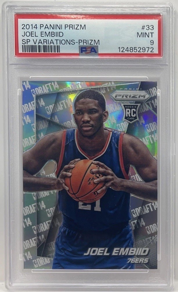 2014-15 JOEL EMBIID PANINI PRIZM VARIATION SILVER ROOKIE CARD RC #3 PSA 9 SP