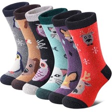 Kids Merino Wool Hiking Socks Toddlers Boys Girls Cozy 8-12 Years Animal 01