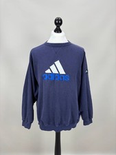 Mens vintage sweatshirt Adidas Size L Color Blue Duties Paid USA 