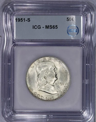 1951-S Franklin Half Dollar 50C ICG MS65