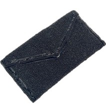 Vintage Black Beaded Clutch Purse Hand Made In Hong Kong Walborg Evening Bag