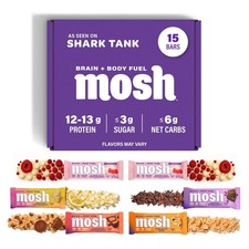 Keto Protein Bars Variety Pack, High Fiber, Low Carb, 15 Count, Brain Health