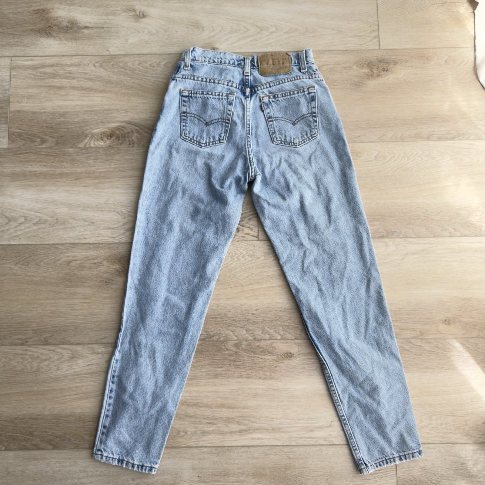 Rare Vintage high waist Levi jeans 24" x 28" light wash est 1970's USA mom jean image 2