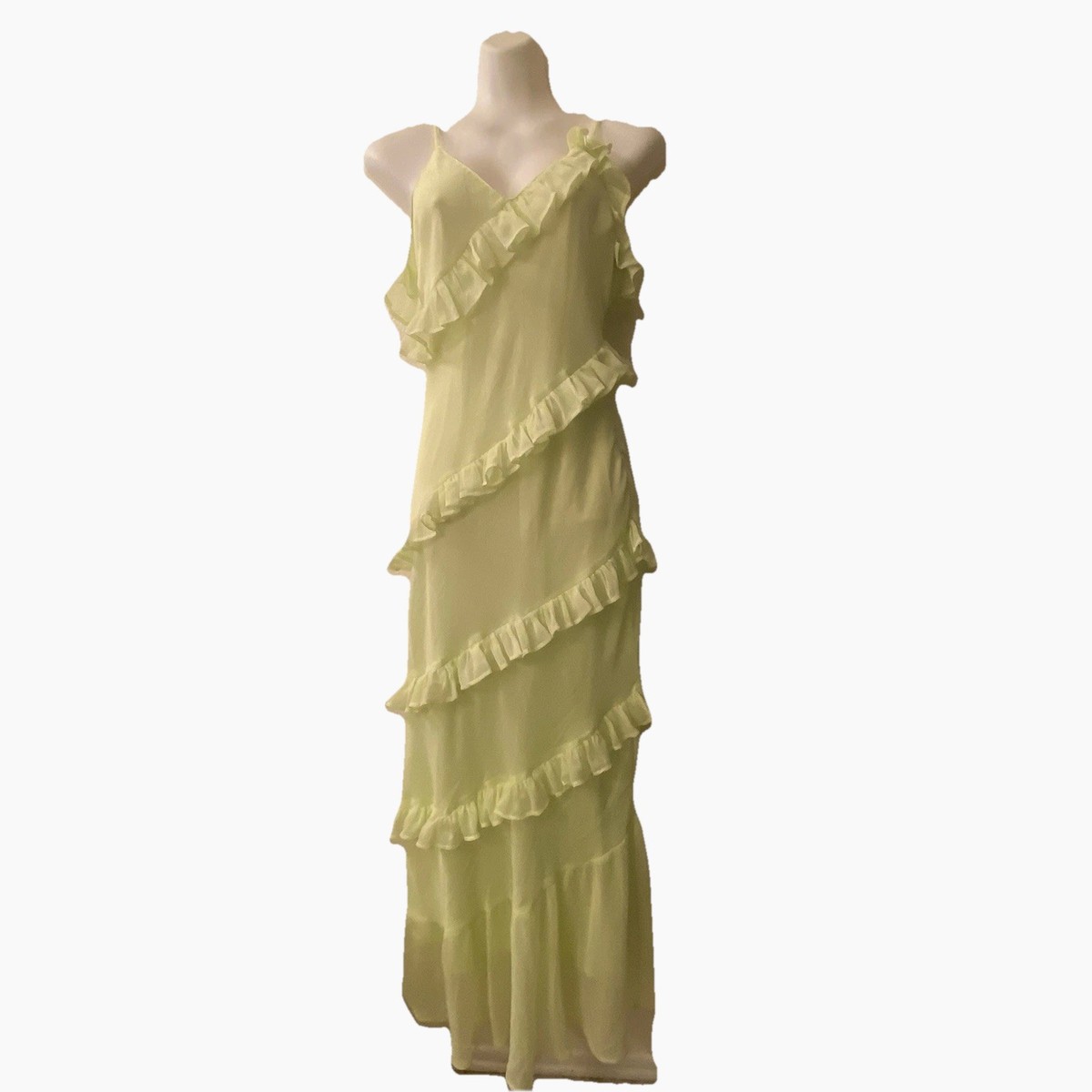 Nasty Gal Womens Ruffle Chiffon Maxi Dress Size Yellow Fairycore Feminine