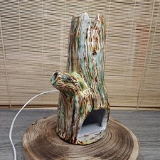 Handmade Studio Pottery Traditional Nightlight Hollow Tree Bedside Lamp H23cm