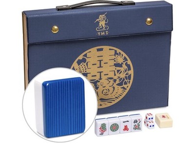 Blue Opal Chinese Mahjong Set 146 Tiles Blue Case