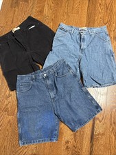 Vintage Route 66, Levi, Wran Jean Shorts men's 36 Black Baggy Denim Jorts Skater