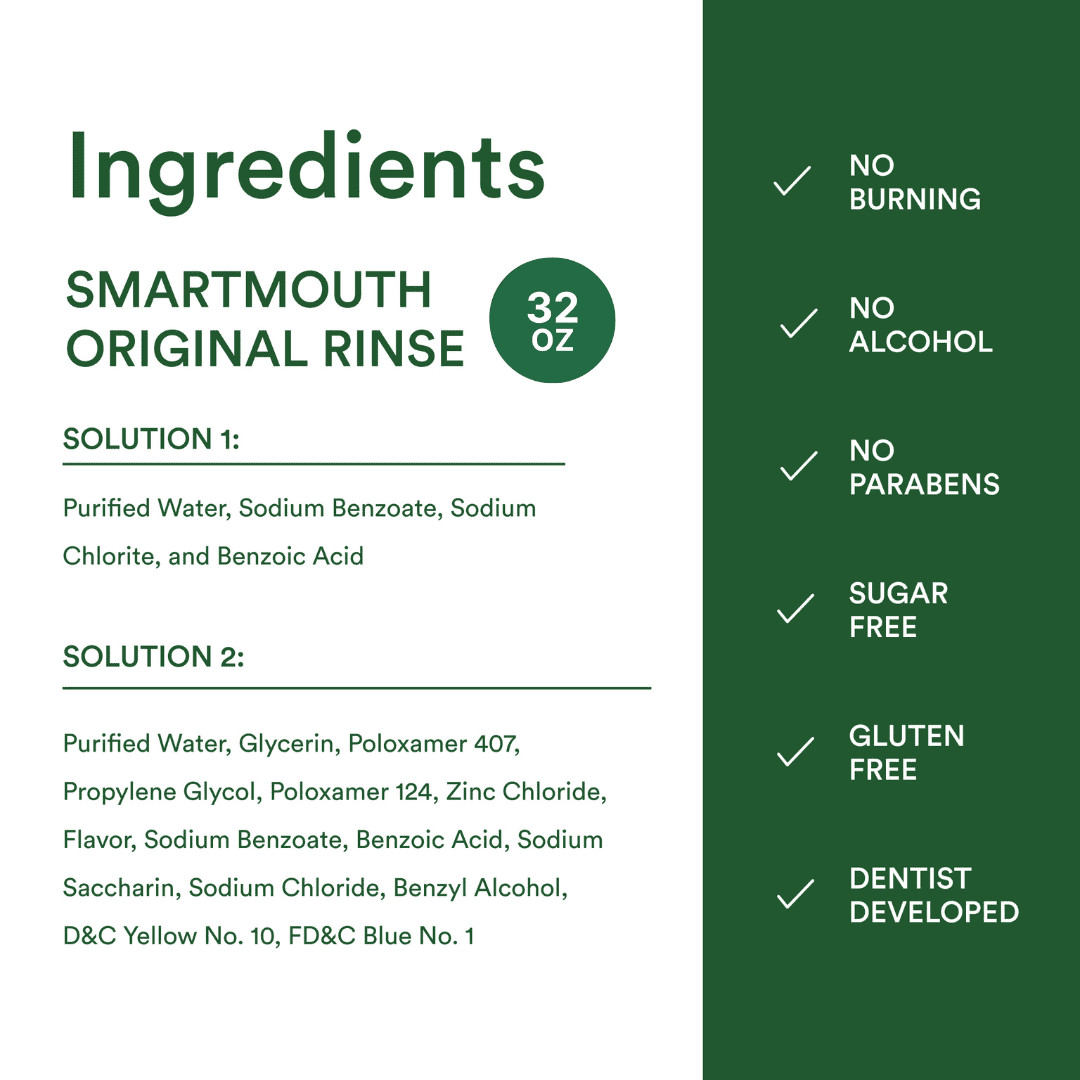 SmartMouth The Original Activated Dual-Solution Breath Rinse Mouthwash, 32 fl oz