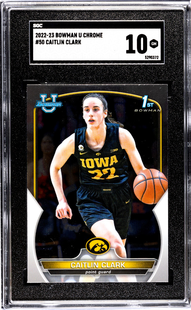 2022- 23 Caitlin Clark Bowman U University Chrome #50 Graded SGC 10 MINT