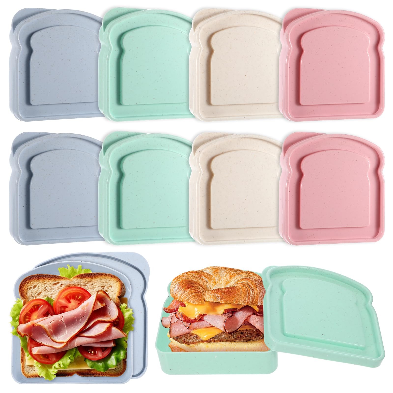 12Pcs Sandwich Containers for Lunch Boxes, Reusable Sandwich
