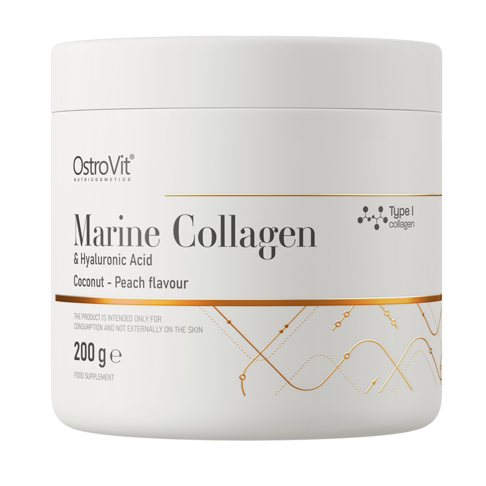 OSTROVIT MARINE COLLAGEN & HYALURONIC ACID VIT C POWDER 200G COCONUT & PEACH