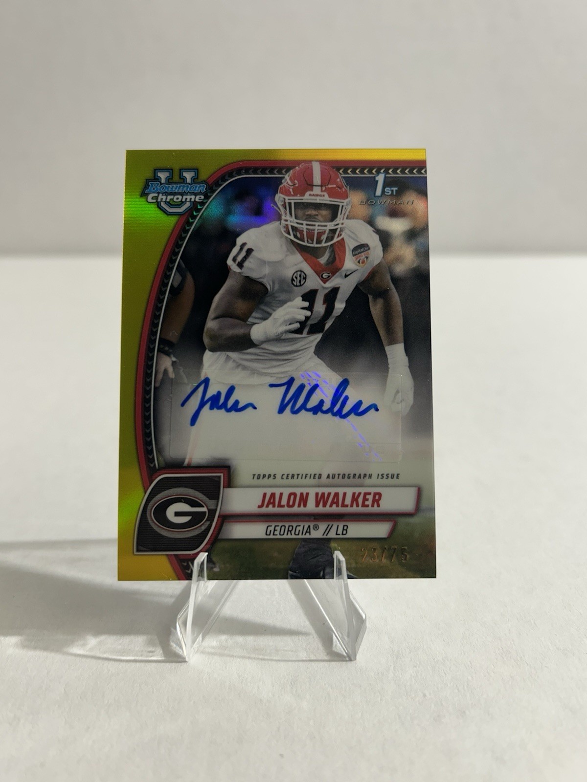 2024 Bowman Chrome U Autographs Yellow Refractor Jalon Walker Rookie Auto /75
