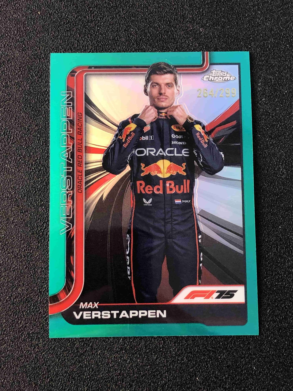 2025 Topps Chrome F1 Formula 1 Max Verstappen #1 Portrait Teal Refractor /299