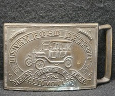 XA03180 COOL VINTAGE 1970s HENRY FORD DETROIT AUTOMOBILES CARS BELT BUCKLE
