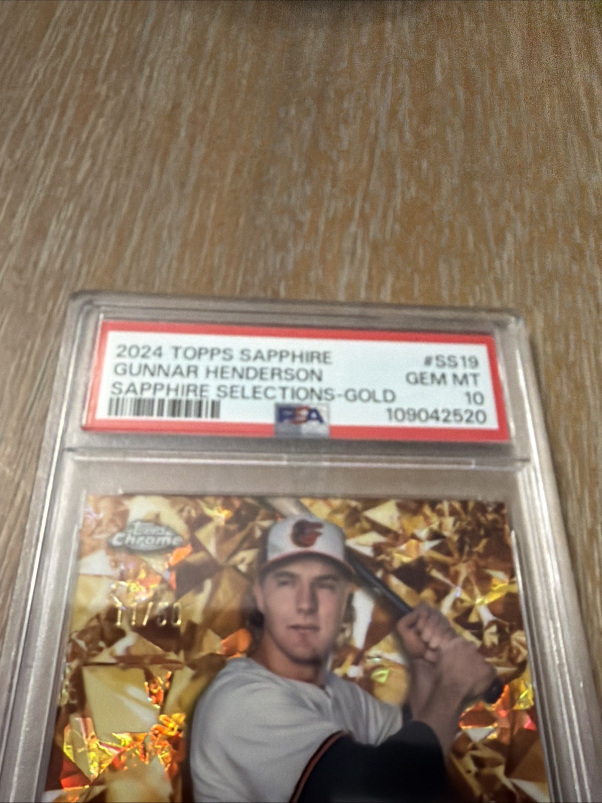 2024 Tops Sapphire Gunnar Henderson Sapphire Selections Gold /50 PSA 10 view 3