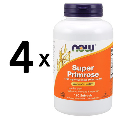 4 x NOW Foods Super Primrose, 1300mg - 120 softgels (229,15 EUR/kg)