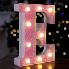 LED Letter Lights Pink Glitter Marquee Letters Light up Alphabet Letters Sign Ba