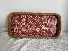 VTG Woven Rattan Rectangular Serving Tray Wit...