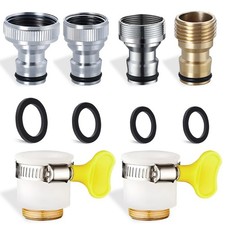 6 pcs Faucet Tap Quick Connector Kit, 4 Washing Machine Quick Connector and 2...