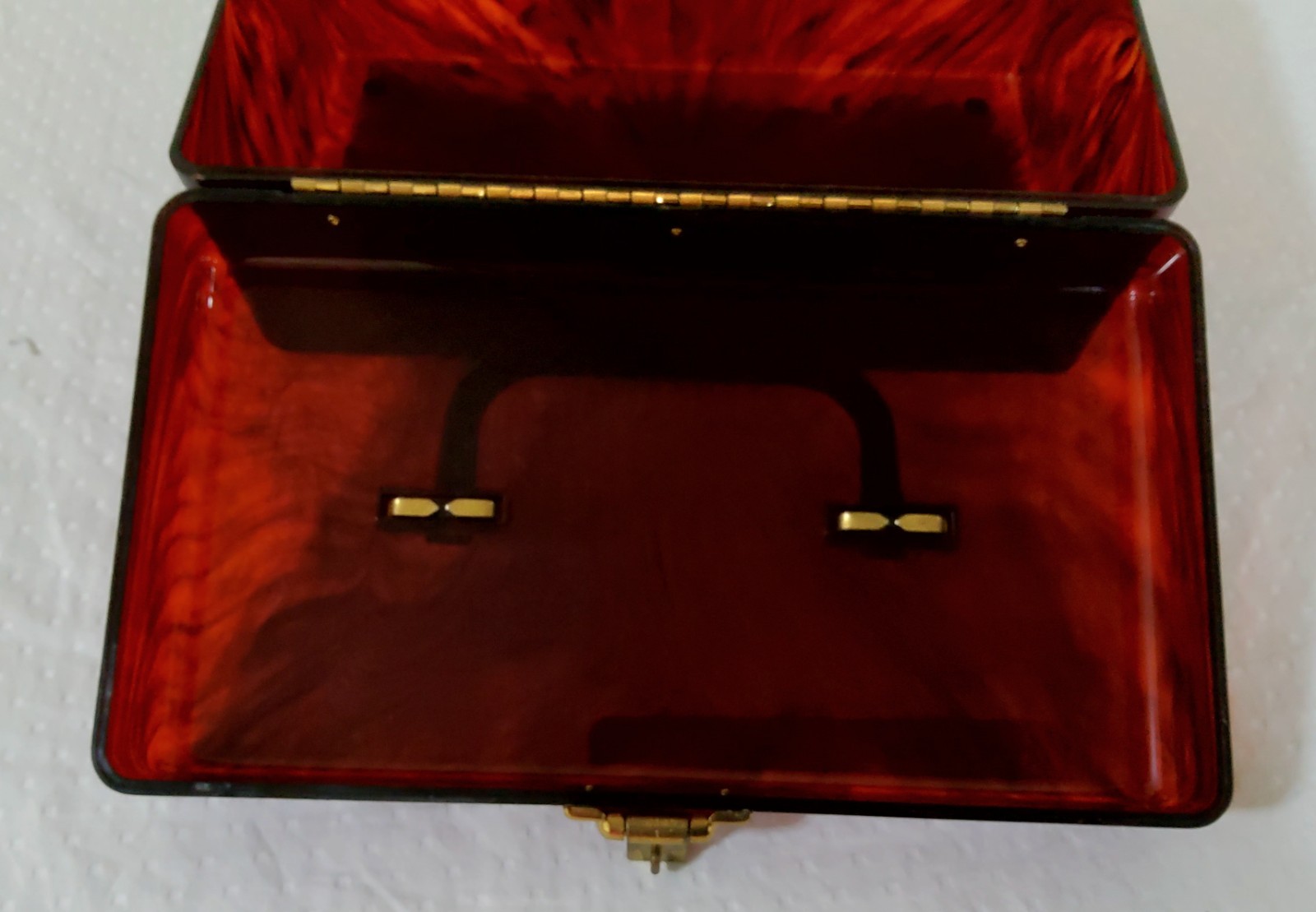 Vintage Amber Lucite Rectangular Hinged Purse/Cas… - image 7