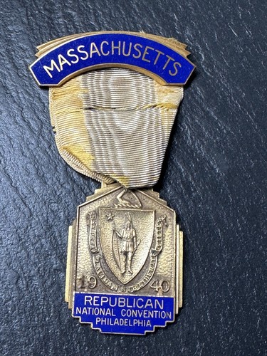 1940 MASSACHUSETTS REPUBLICAN NATIONAL CONVENTION PHILADELPHIA RIBBON BADGE N23