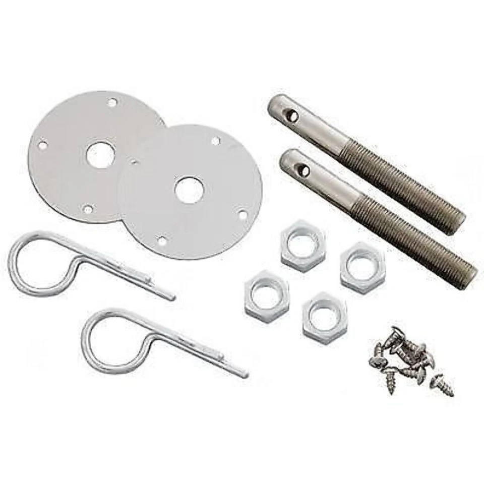 Kit de capó de bloqueo de motor de carreras con pasador de cierre de capó plateado para automóvil más Foto 3 de 4