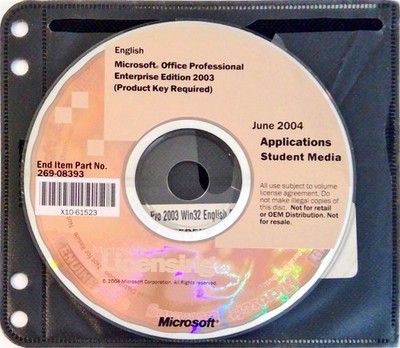 Microsoft Office Professional Enterprise Edition 2003  Applications With Key
