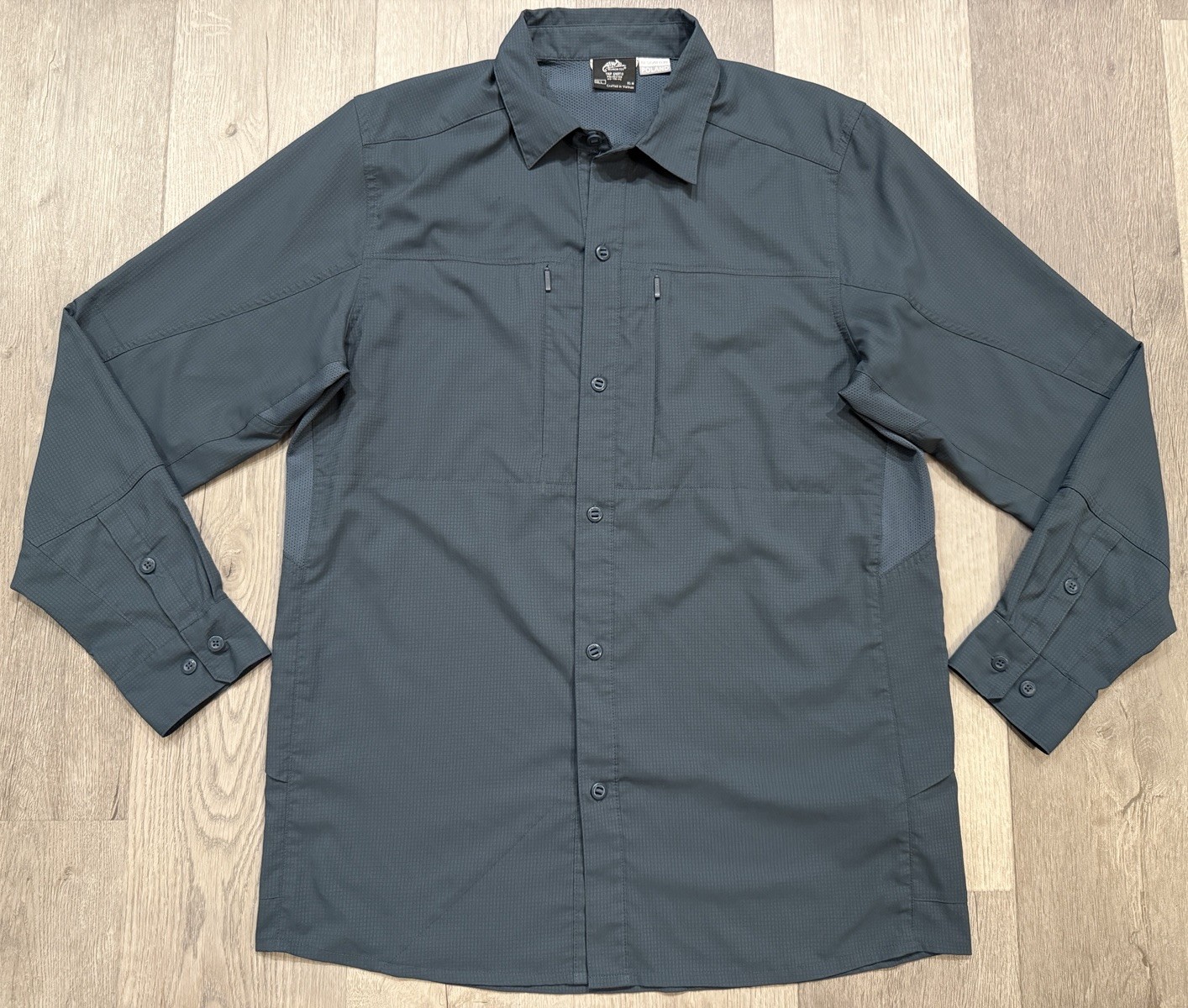 Helikon Tex Blue Long Sleeve Button Trip Shirt - Medium