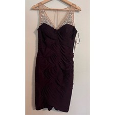 NEW Adrianna Papell Purple Illusion Rhinestone Dress Women’s 8