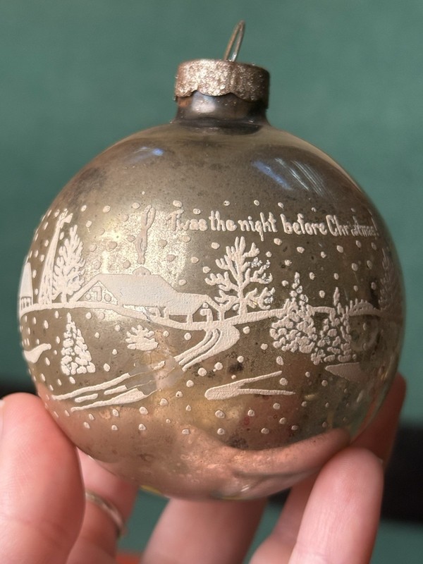 Vintage Shiny Brite Twas The Night Before Christmas Stencil Ornament 