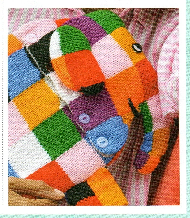 ~ Pull-Out Knitting Pattern For Cute Patchwork Elephant Hot Water Bottle Cover~ - Image 3 of 4