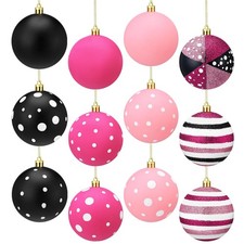 12 Pcs 3.15 Inch Christmas Ornaments Cartoon Plastic Ornaments Colorful Dot C...