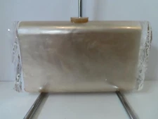 Edie Parker Beige/Clear Acrylic Clutch Bag