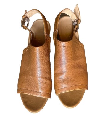 Franco Sarto Brown Leather Bootie Fayette With Peep Toe Size 8 Retro
