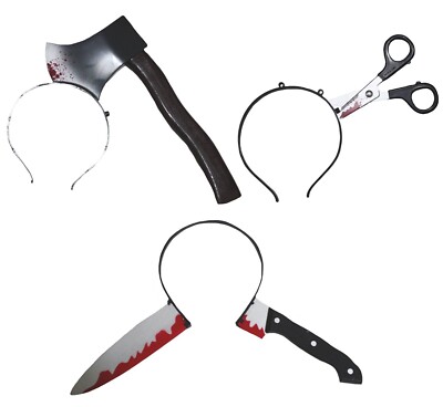 Halloween Costume Party Accessory Bloody Tools Headband Axe Cleaver Knife Saw