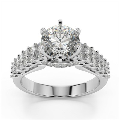 Round Cut 1.86 Ct Simulated Diamond Wedding Ring 14K Solid White Gold Size 6 7 8