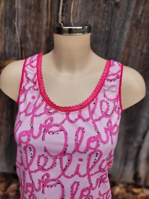 Trägertop Pink I Love Life,  Top Damen handmade Sommertop Tank Top Gr.32-54