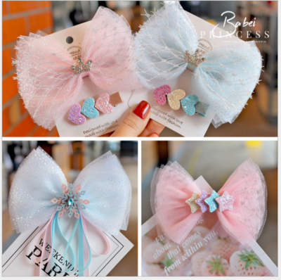 Baby Princess Crown Star Ribbon Flower Girl Fancy Party Kids hair  