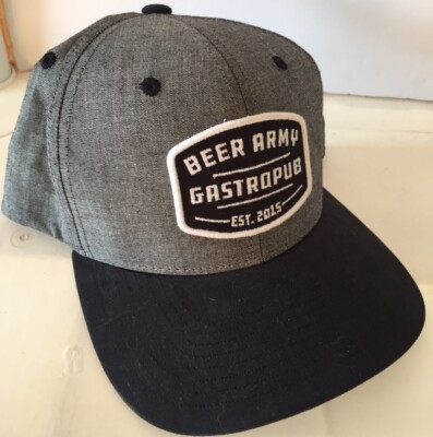 BEER ARMY GREY CAP HAT PANEL HIGH CROWN TRUCKER SNAPBACK VINTAGE RETRO 