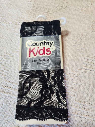 Country Kids Baby Lace Footless black Tights 0-12 months item# 3168 up to 22 lbs - 第 1/4 張圖片