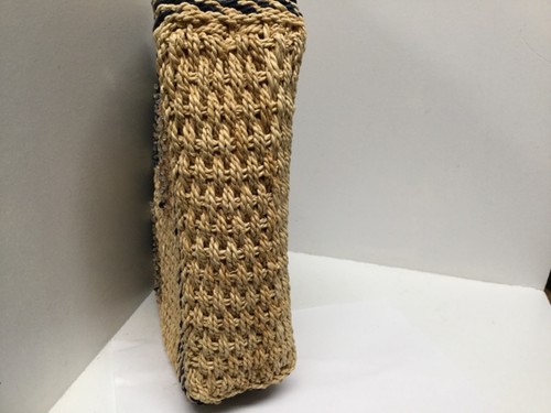 Womens Straw Purse Handbag Beige Wooden Handle Sun N Sand H9 - Picture 10 of 11
