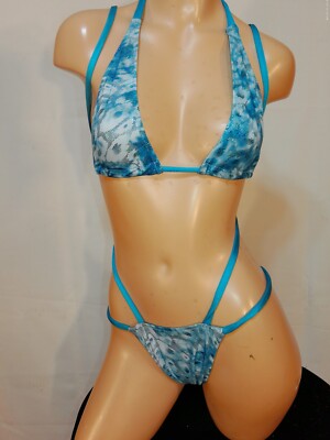 Exotic dancer stripper multicolor two piece bikini sling dance outfit-dancewear