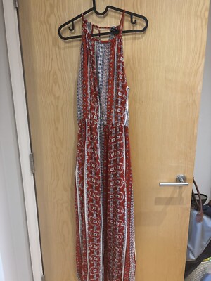 Boohoo Paisley Print High Neck Maxi Summer Dress Red Size 12
