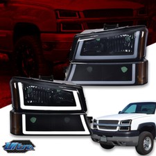 Fit For 03-07 Chevy Silverado Led Drl Headlights Bumper Lamps Pair